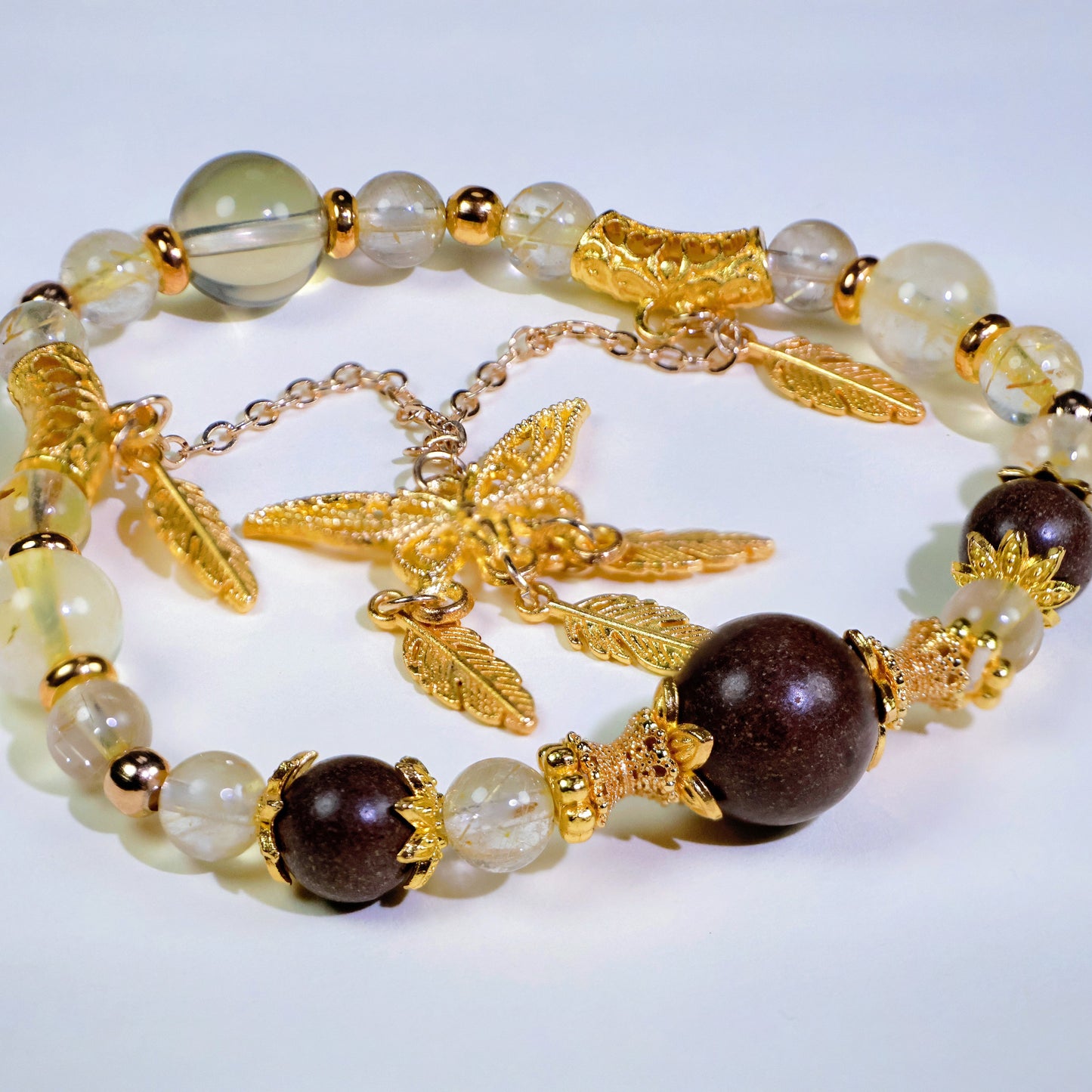 Citrine Quartz Bracelet&Herbal Incense Beads:Jasmine Tea