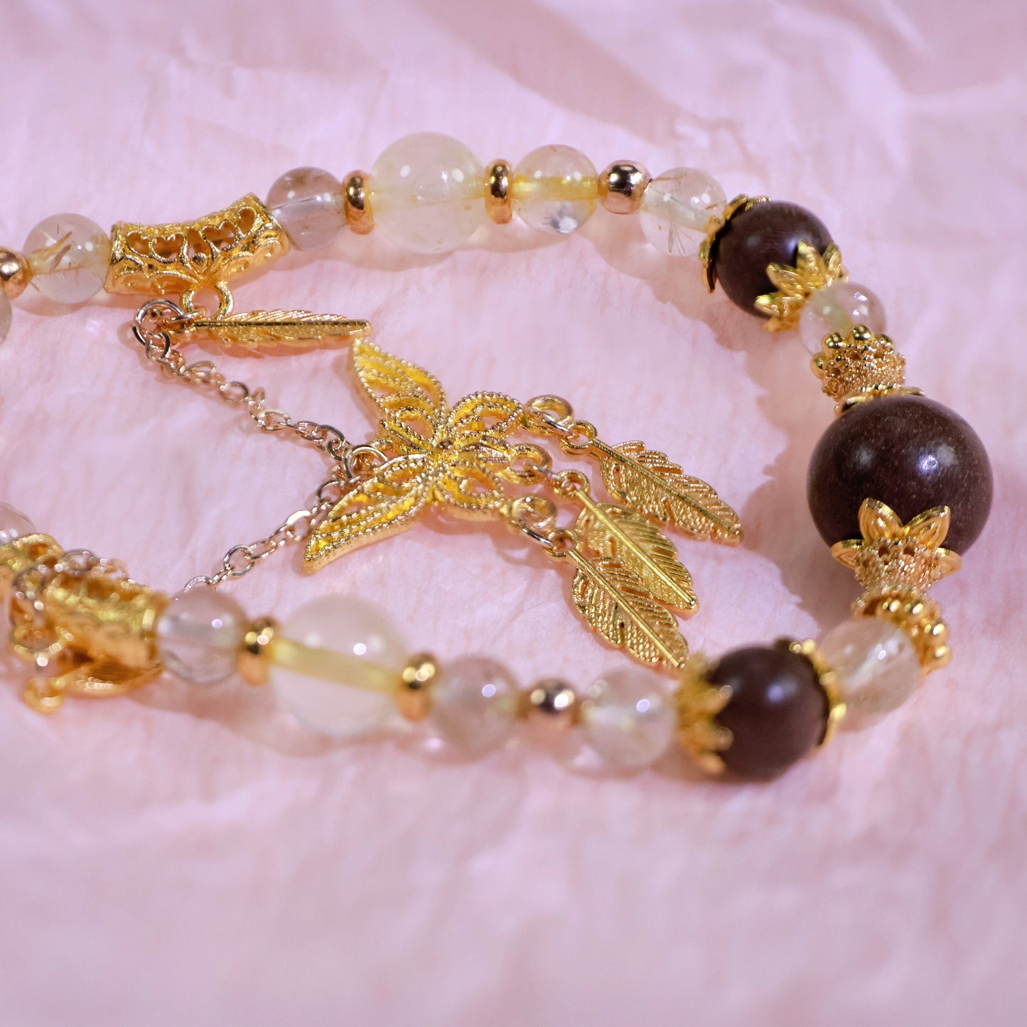 Citrine Quartz Bracelet&Herbal Incense Beads:Jasmine Tea