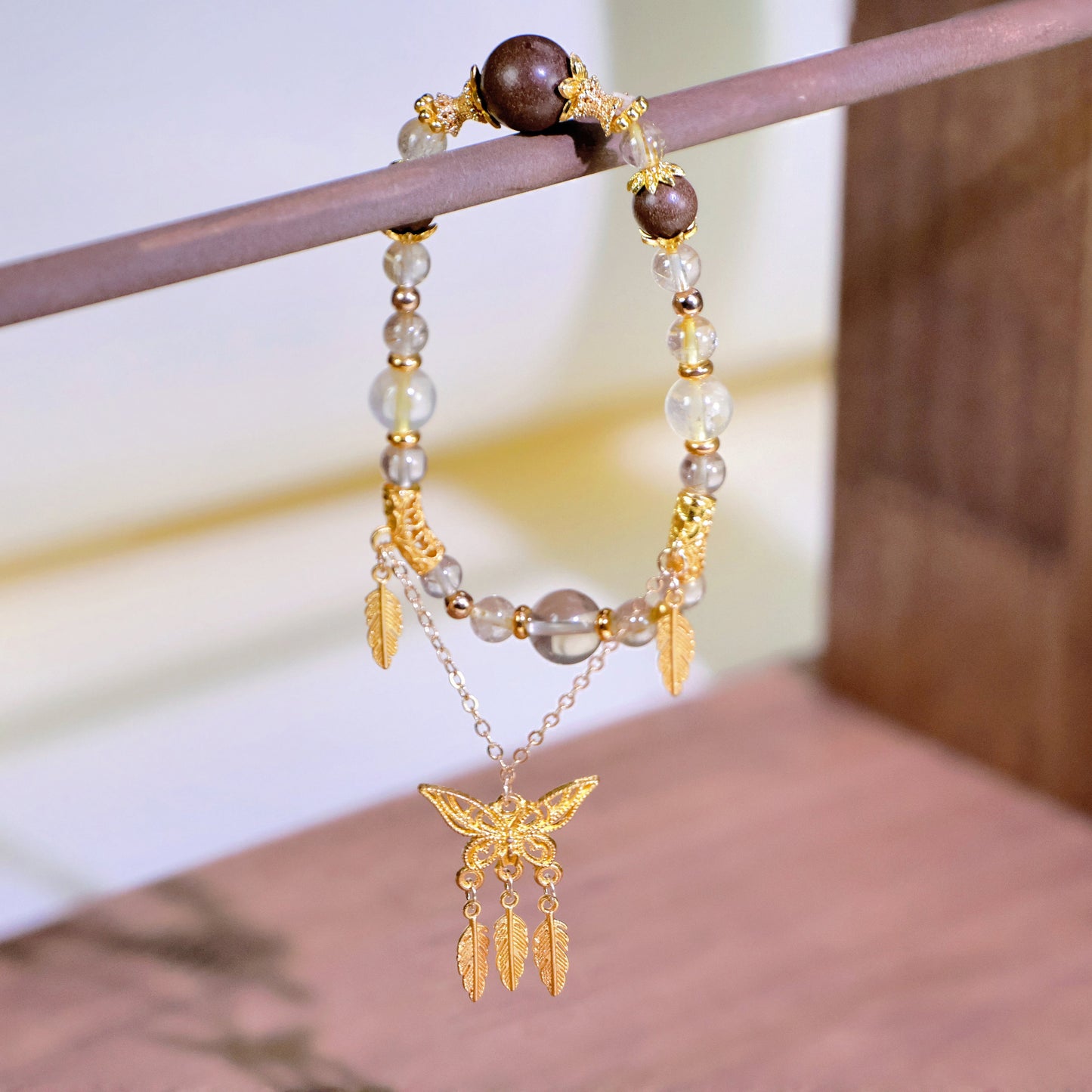 Citrine Quartz &Jasmine Green Tea Herbal Incense Beads Bracelet