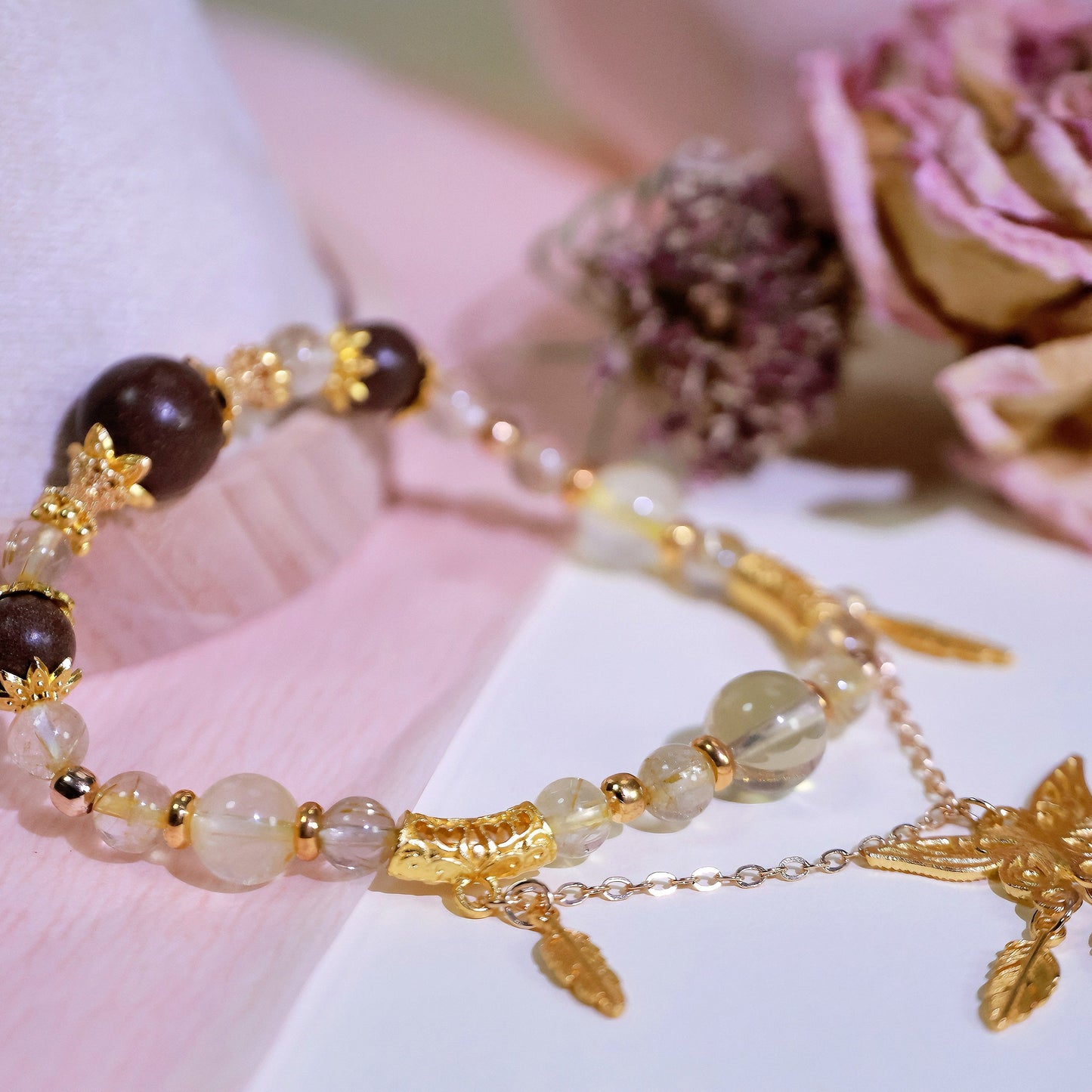 Citrine Quartz Bracelet&Herbal Incense Beads:Jasmine Tea