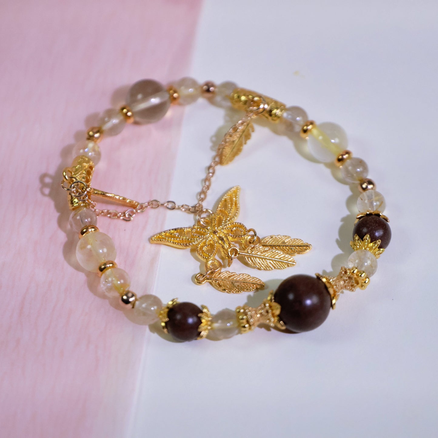 Citrine Quartz Bracelet&Herbal Incense Beads:Jasmine Tea