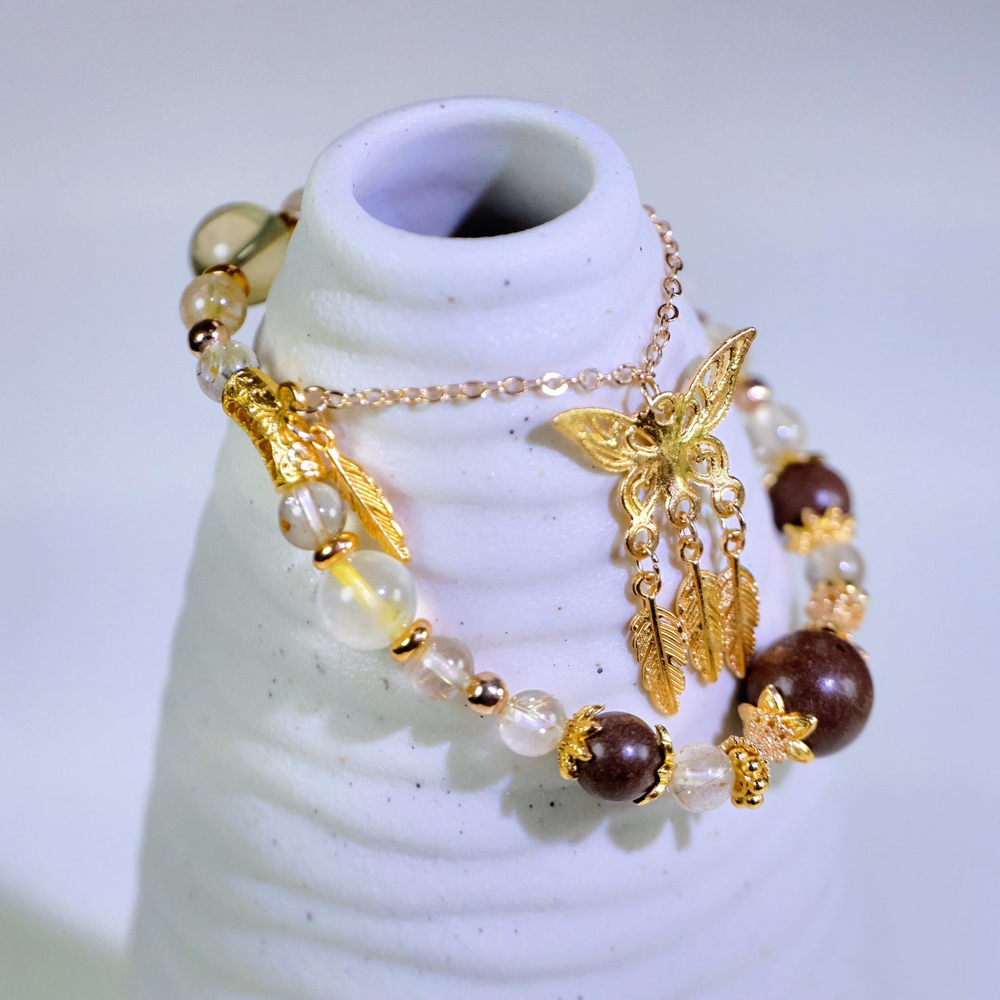 Citrine Quartz Bracelet&Herbal Incense Beads:Jasmine Tea