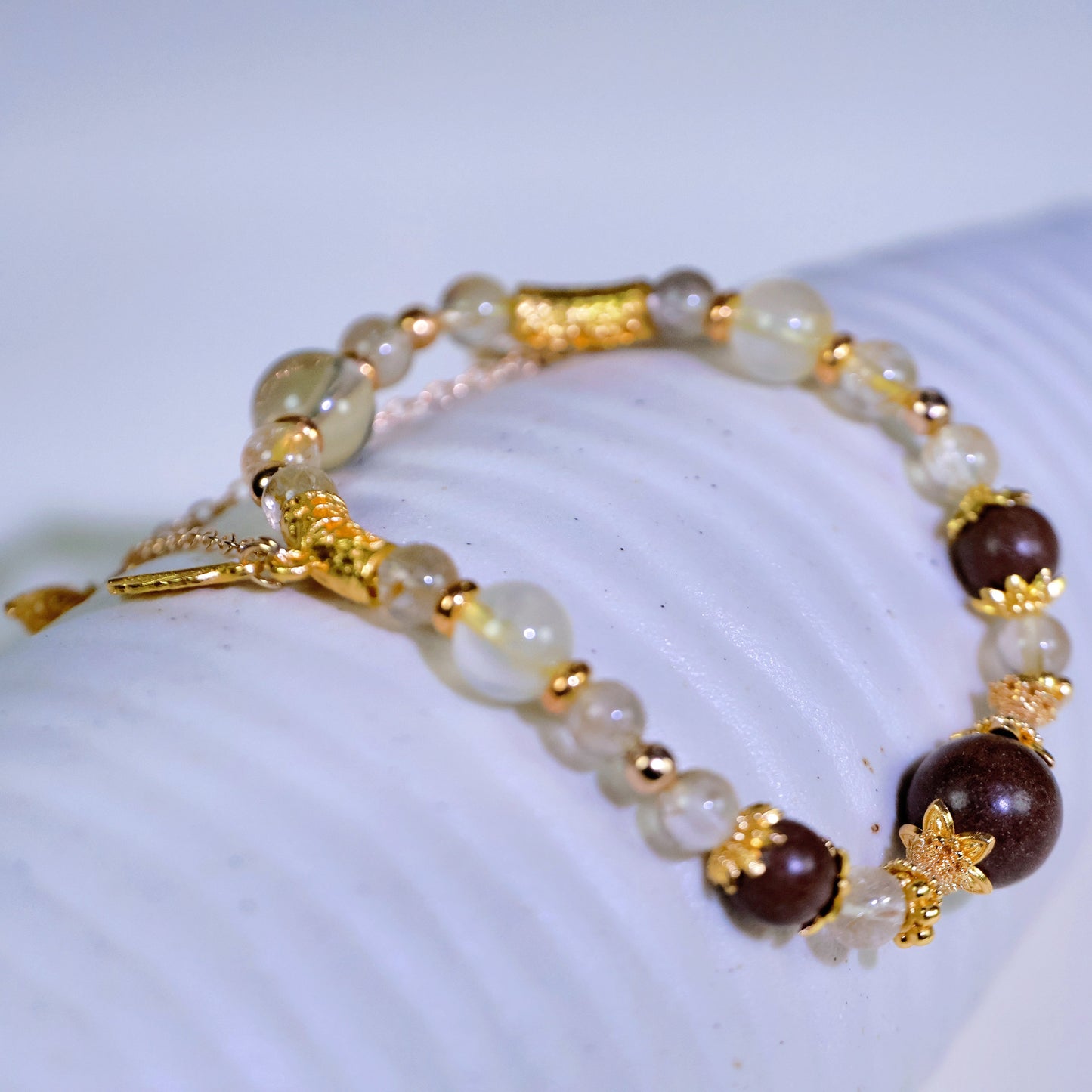 Citrine Quartz Bracelet&Herbal Incense Beads:Jasmine Tea