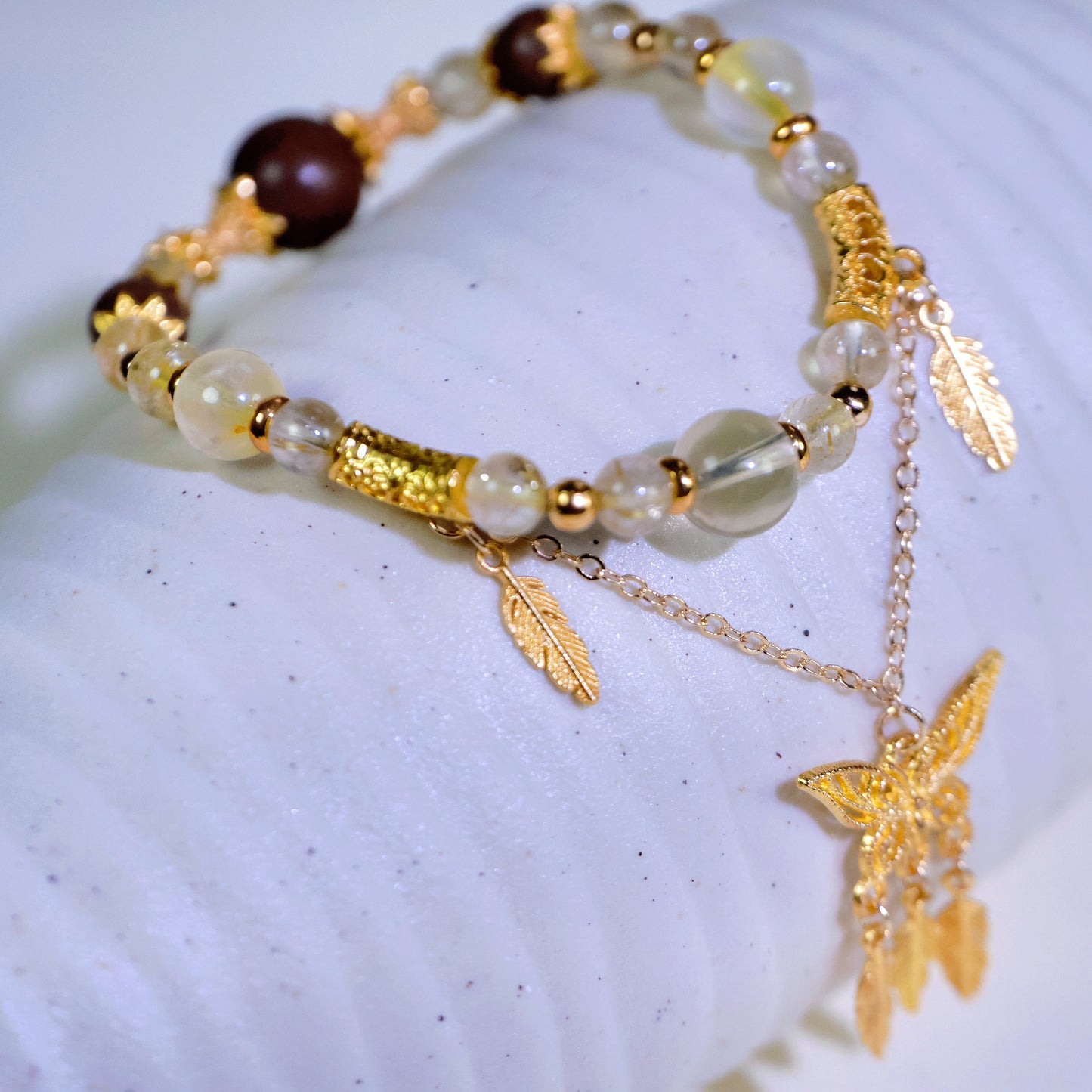 Citrine Quartz Bracelet&Herbal Incense Beads:Jasmine Tea