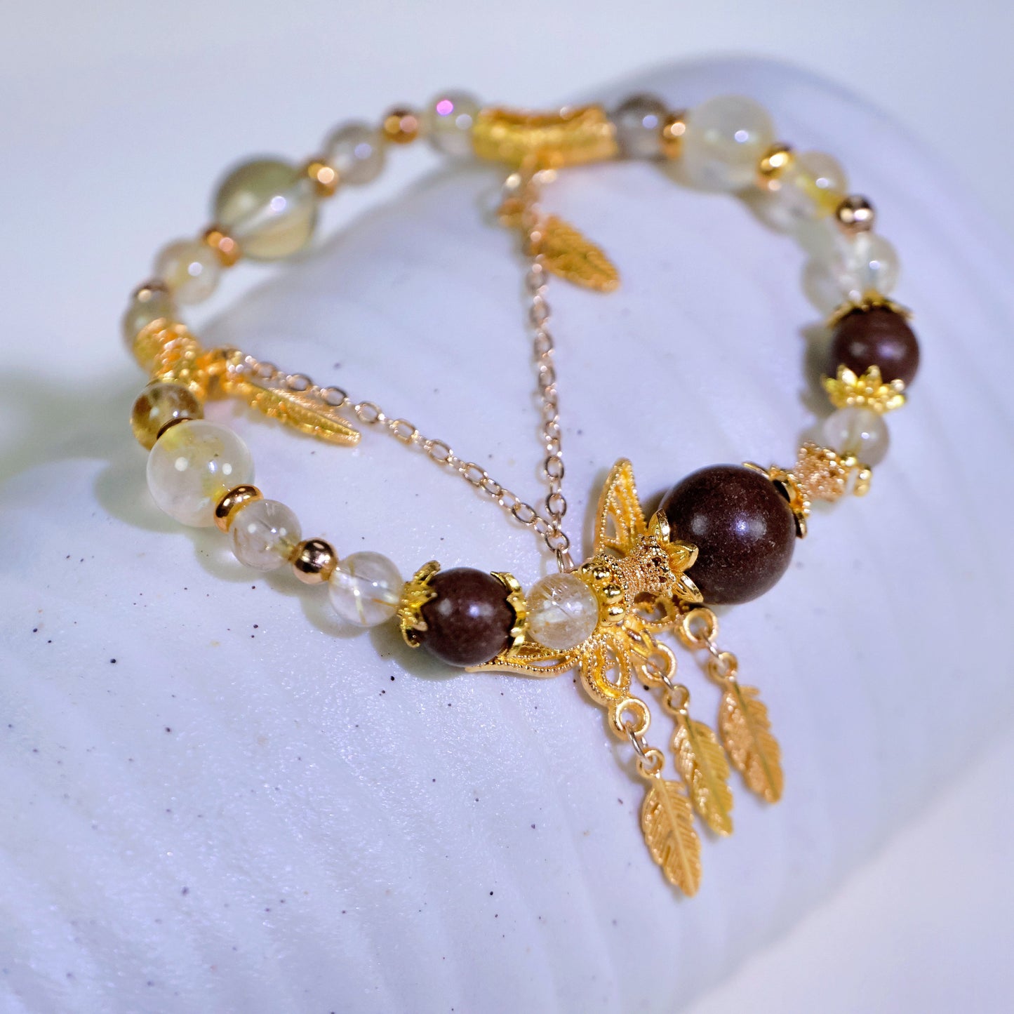 Citrine Quartz Bracelet&Herbal Incense Beads:Jasmine Tea