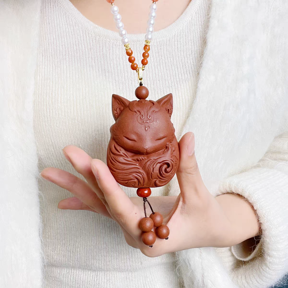 Jasmine & Osmanthus Herbal Incense Fox Necklace