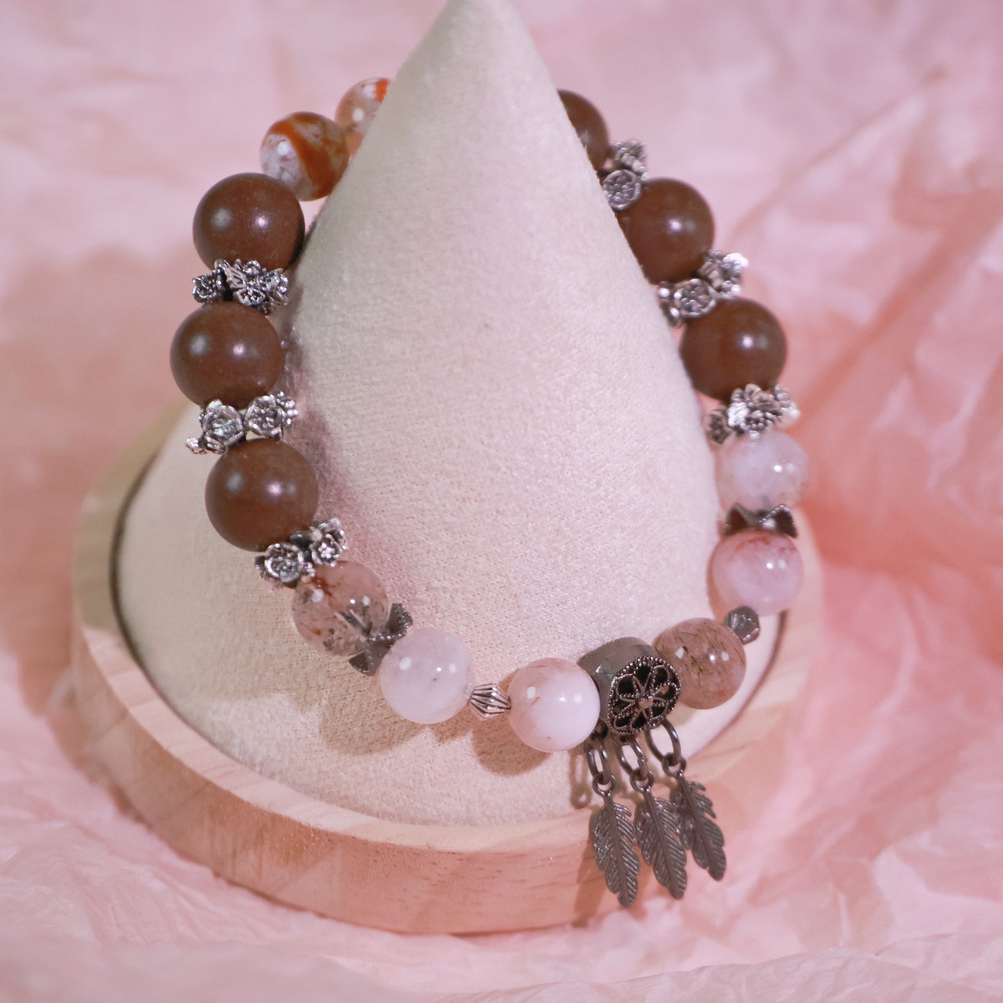 Smoky Quartz &Jasmine Green Tea Herbal Incense Beads Bracelet