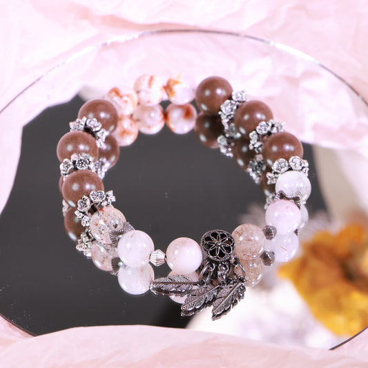 Rose quartz Bracelet&Herbal Incense Beads Jasmine Green Tea