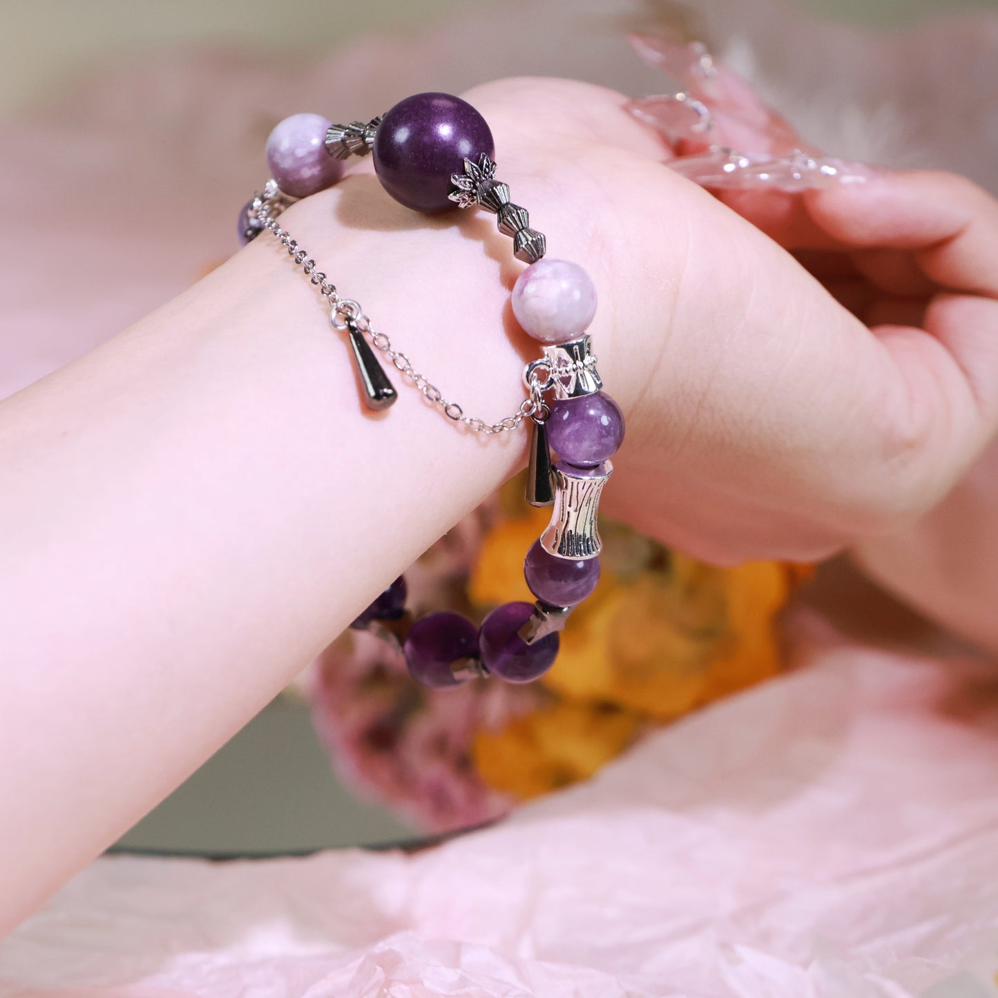 Amethyst Bracelet&Herbal Incense Beads Osmanthus Clove