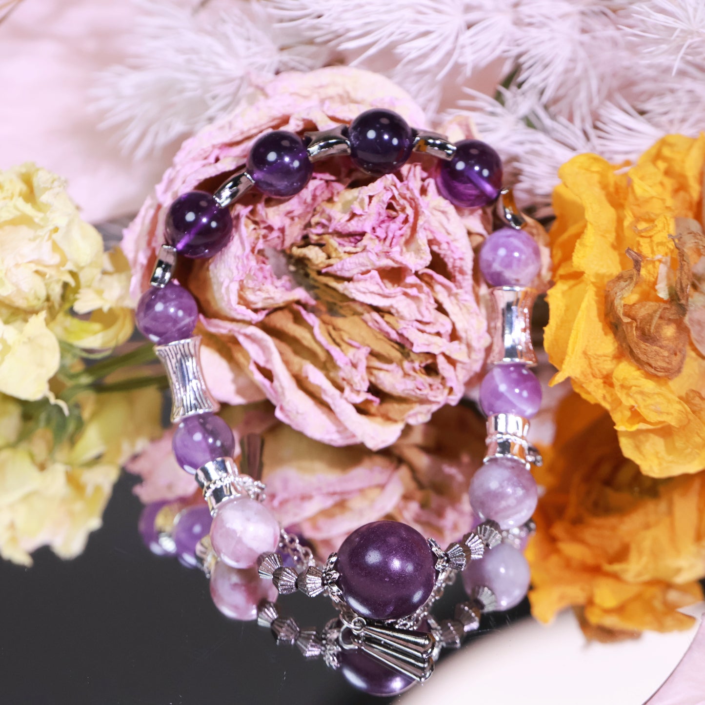 Amethyst Bracelet&Herbal Incense Beads Osmanthus Clove