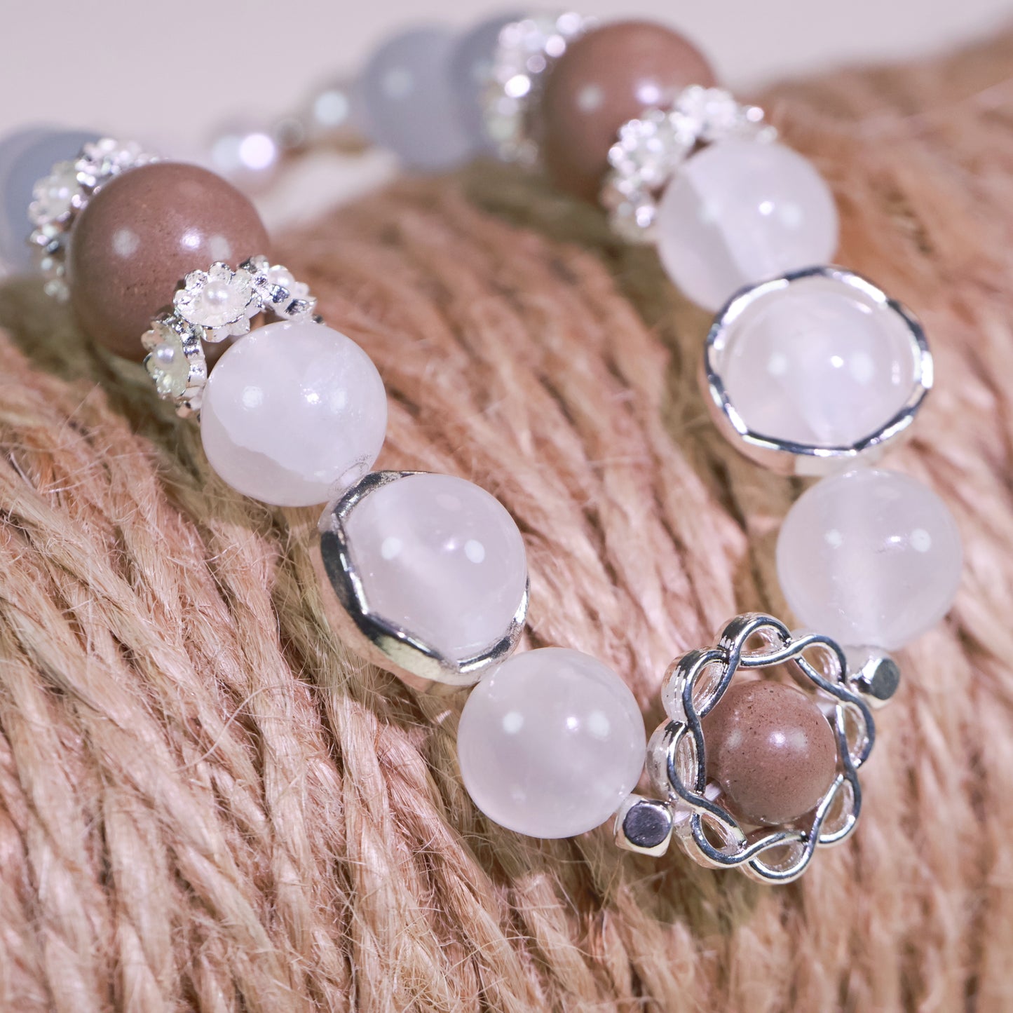 Clear Quartz Pearl Bracelet&Herbal Incense Beads:Ambergris Agarwood