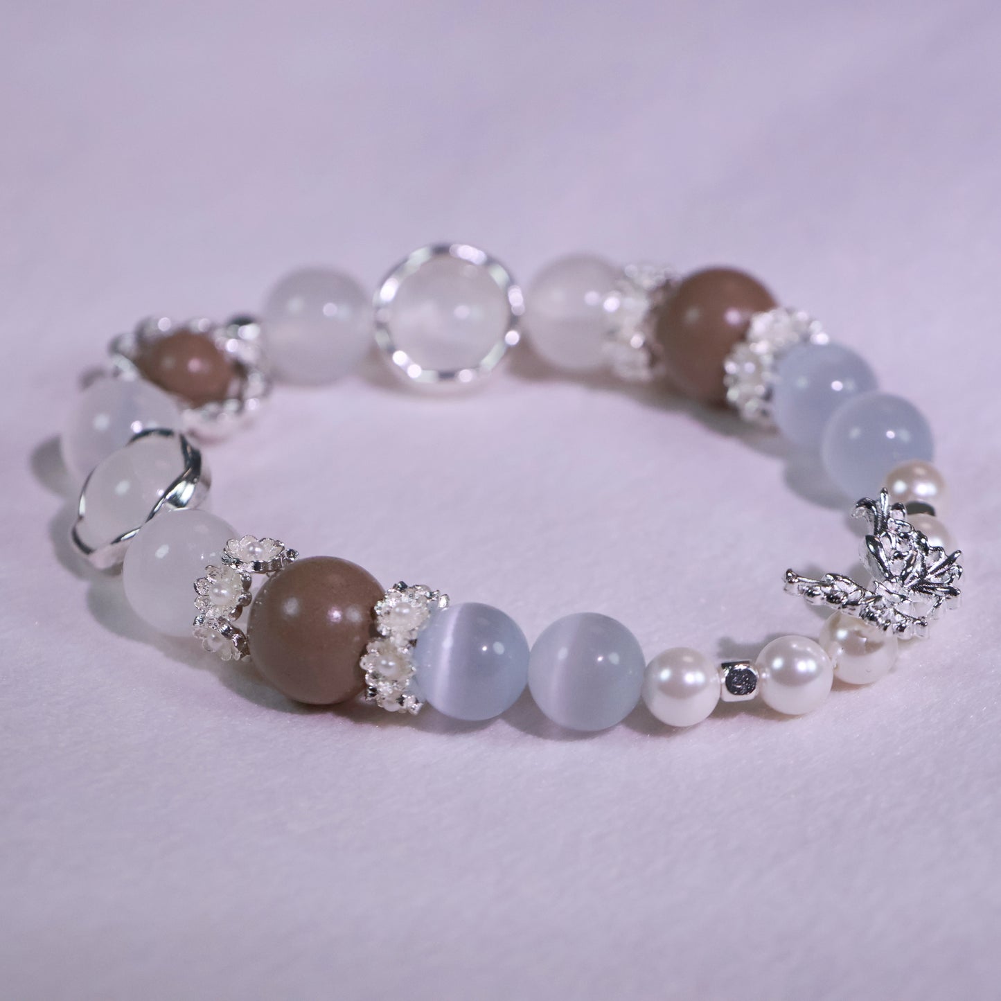 Clear Quartz Pearl & Ambergris Agarwood Herbal Incense Beads Bracelet