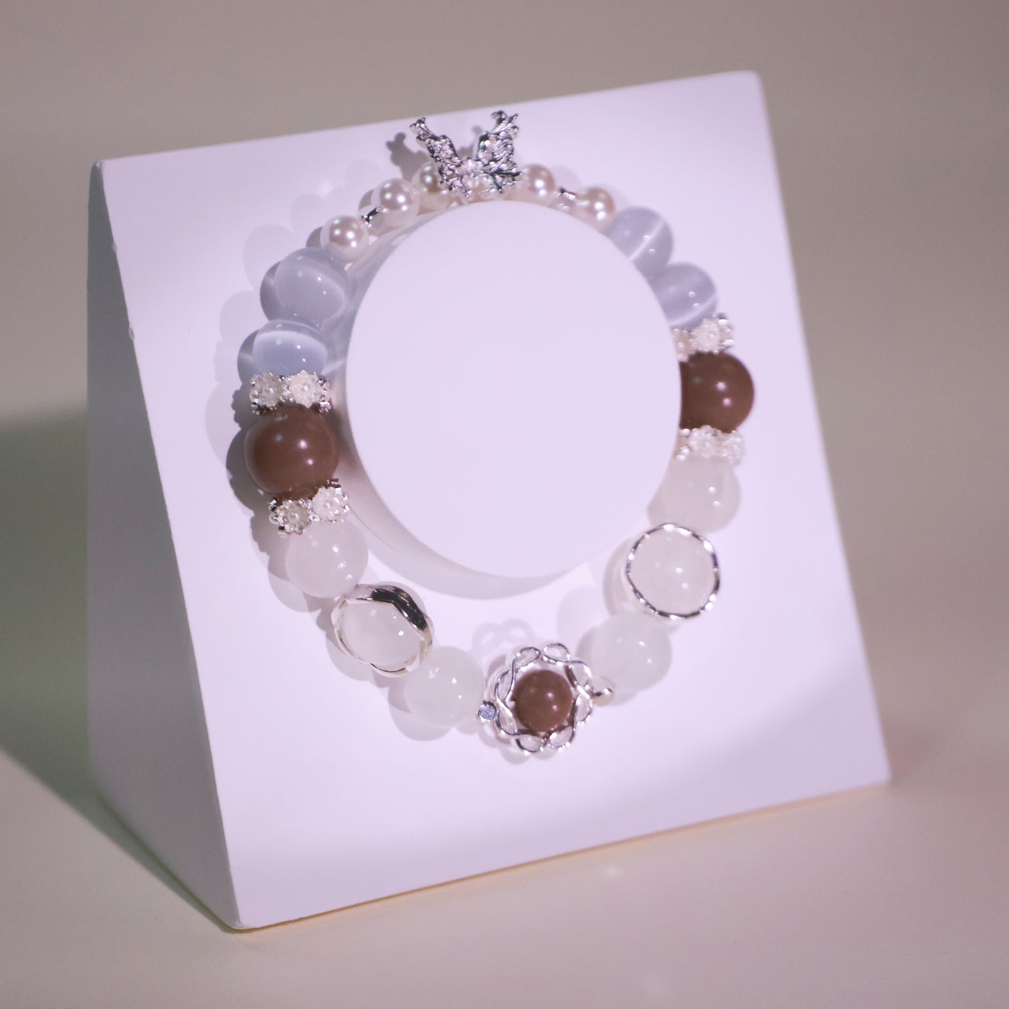 Clear Quartz Pearl & Ambergris Agarwood Herbal Incense Beads Bracelet