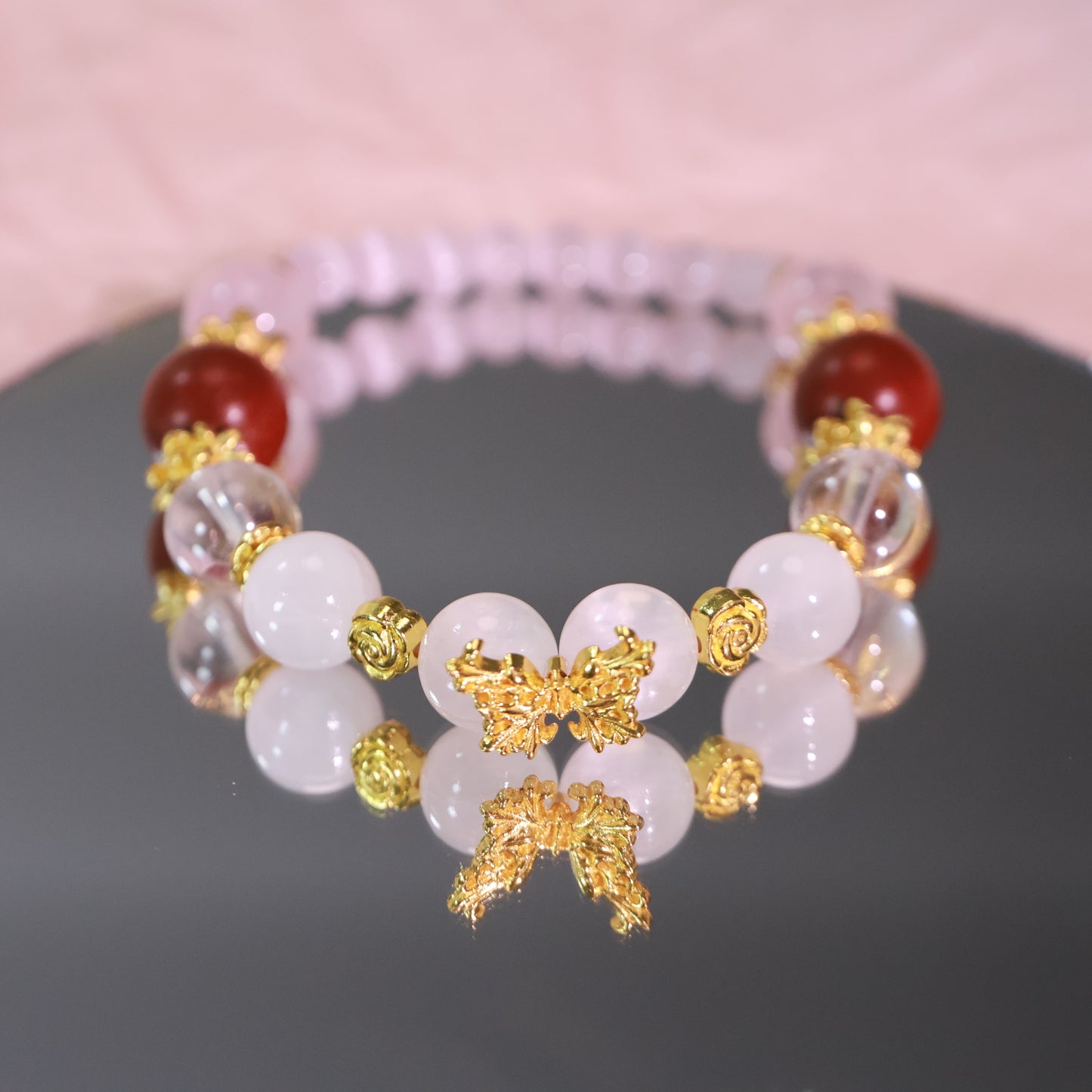 Rose Quartz & Rose Frankincense Herbal Incense Beads Bracelet