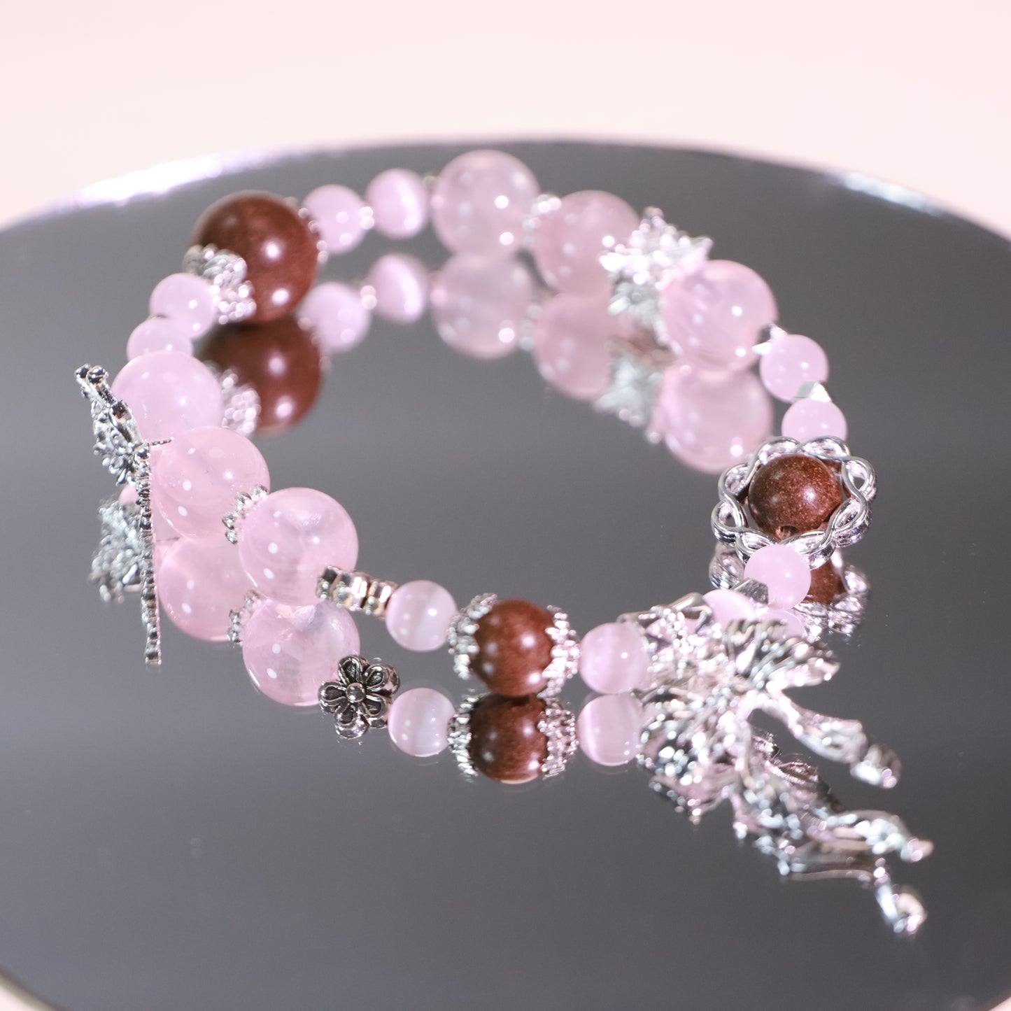 Rose quartz & Jasmine Green Tea Herbal Incense Beads Bracelet