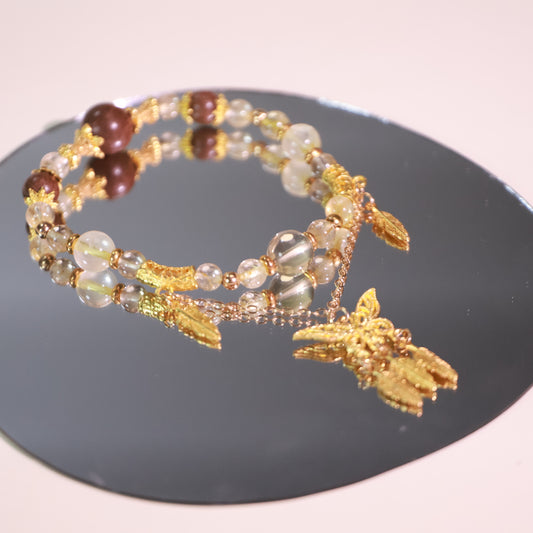 Citrine Quartz &Jasmine Green Tea Herbal Incense Beads Bracelet